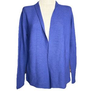 Eileen Fisher Purple 100% Wool Open Cardigan Sweater